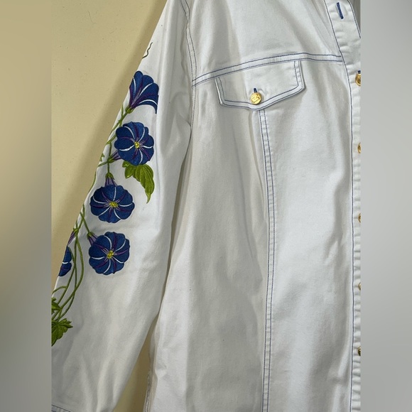 Bob Mackie Wearable Art Morning Glory Embroidered Jeans Jacket Pants Set Size 1X - Picture 6 of 10